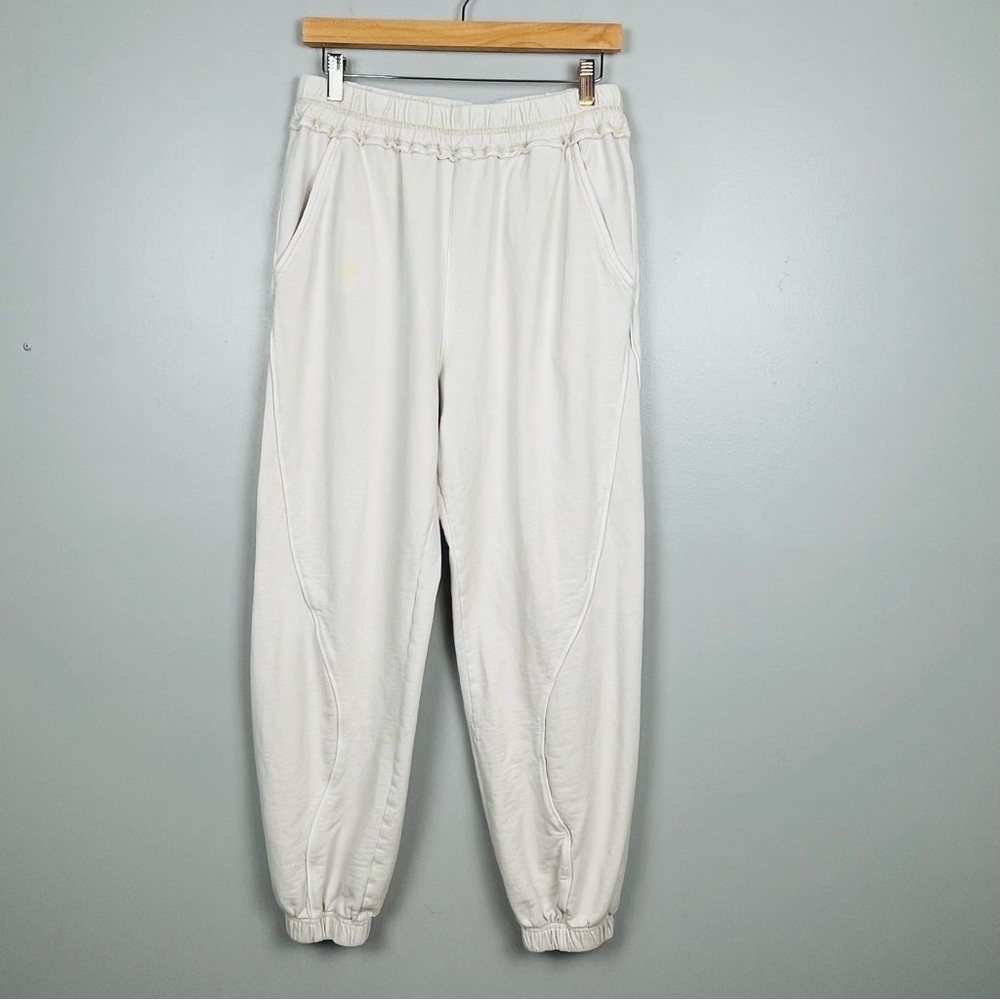 FP Movement ivory 100% cotton elastic waist inner drawstring sweatpants, small.